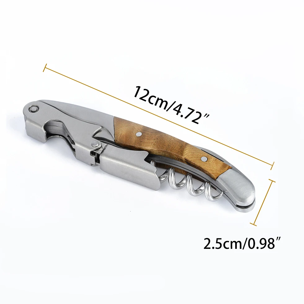 Wine Opener Corkscrew Wood Handle Beer Can Bottle Openers Stainless steel Professional Wine Accessories Portable Kitchen Utensil