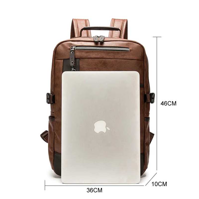 Designer Stylish Men Backpack Pu Leather School Shoulder Bags Travel Bag Men Teenager Mochila Man Laptop Bagpack