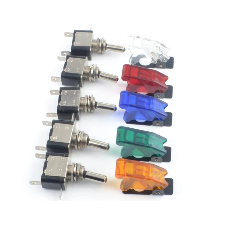 Rocker switch Auto Car Boat Truck Illuminated Led Toggle Switch With Safety Aircraft Flip Up Cover Guard 12V20A ASW-07D