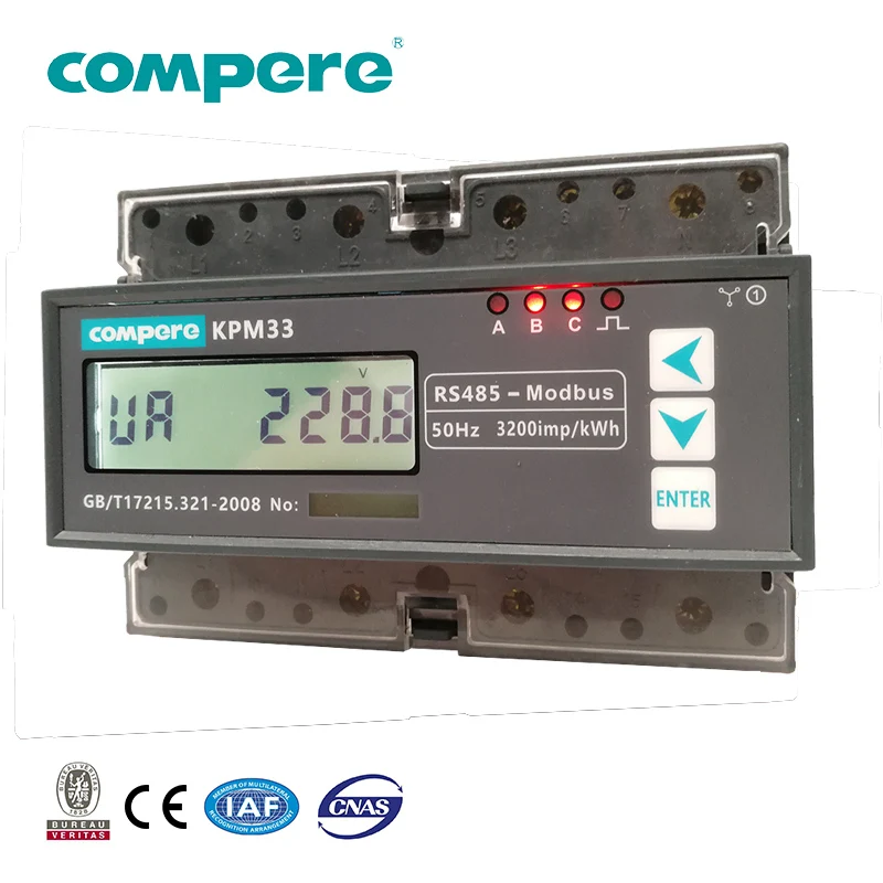 LCD display din rail electric meter power bi-directional energy wifi for industrial