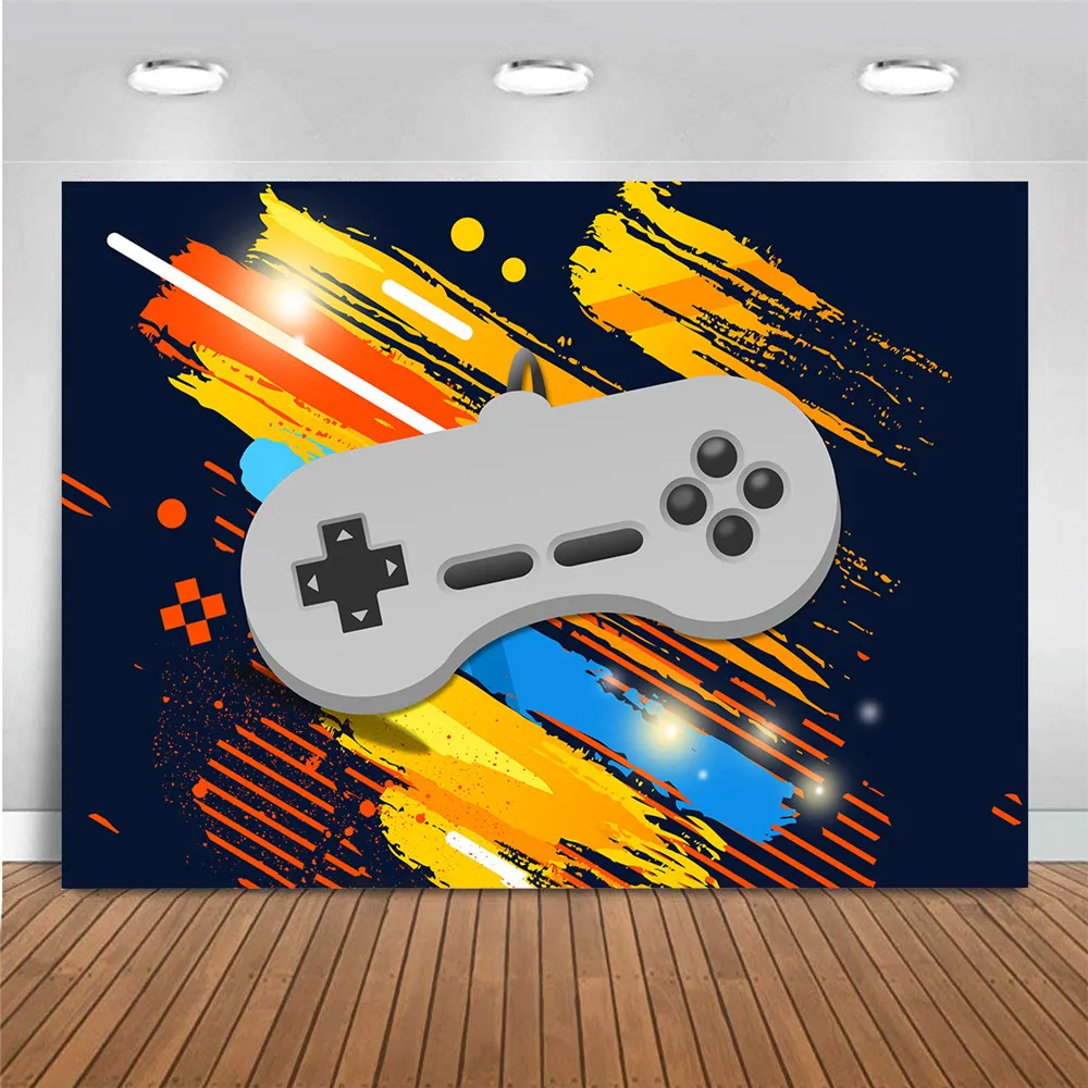 Game on Photography Background Video Gamer Gaming Kids Birthday Party Backdrop Photo Studio