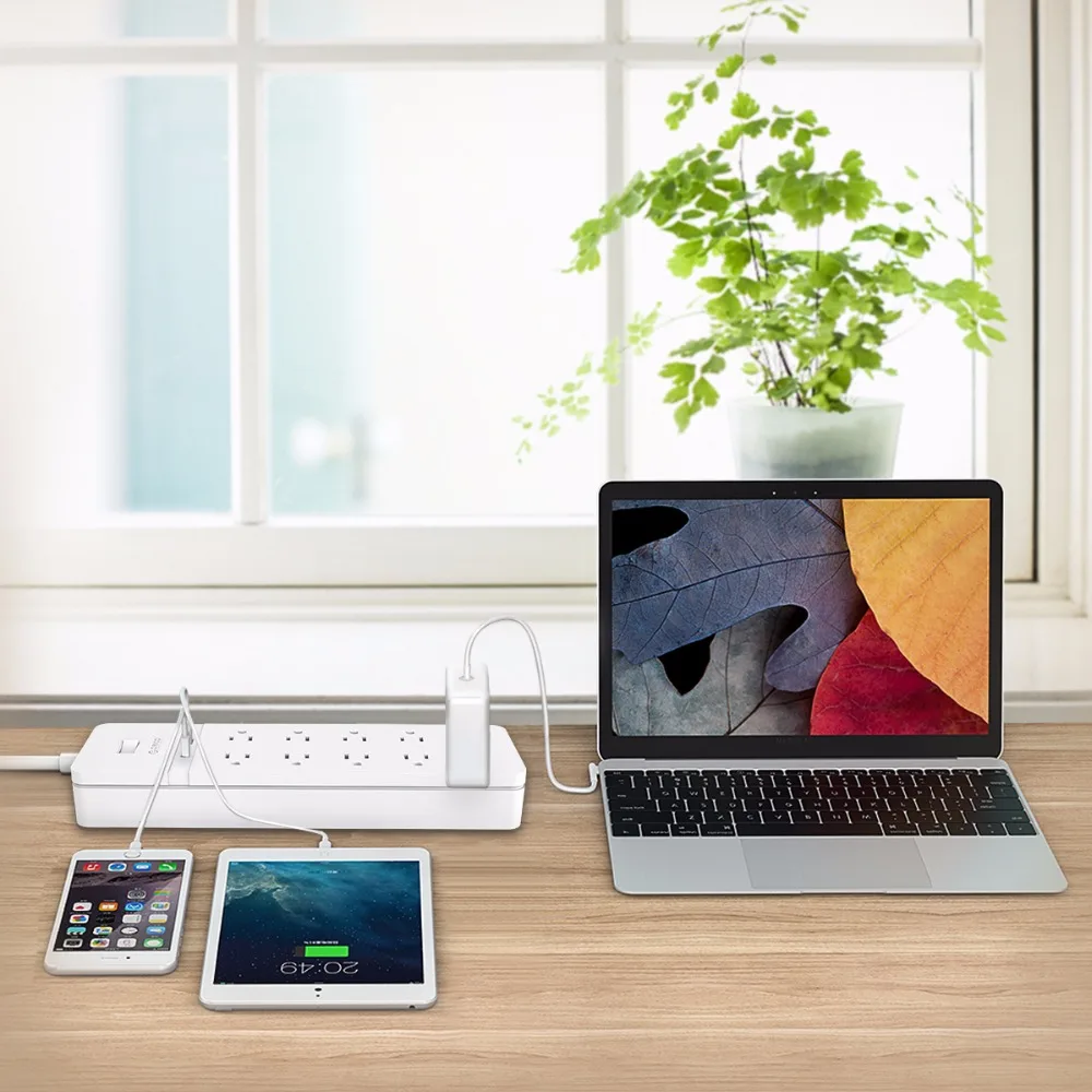 ORICO 8AC Outlets 2 USB Ports US Plug Electrical Socket Extension Power Strip For Office  Surge Protector