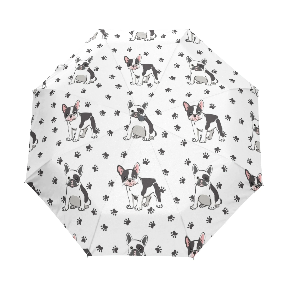 French Bulldog Pattern Three Folding Umbrella Rain Women Compact Anti-UV Sunshine Windproof Automatic Umbrella Male Parapluie