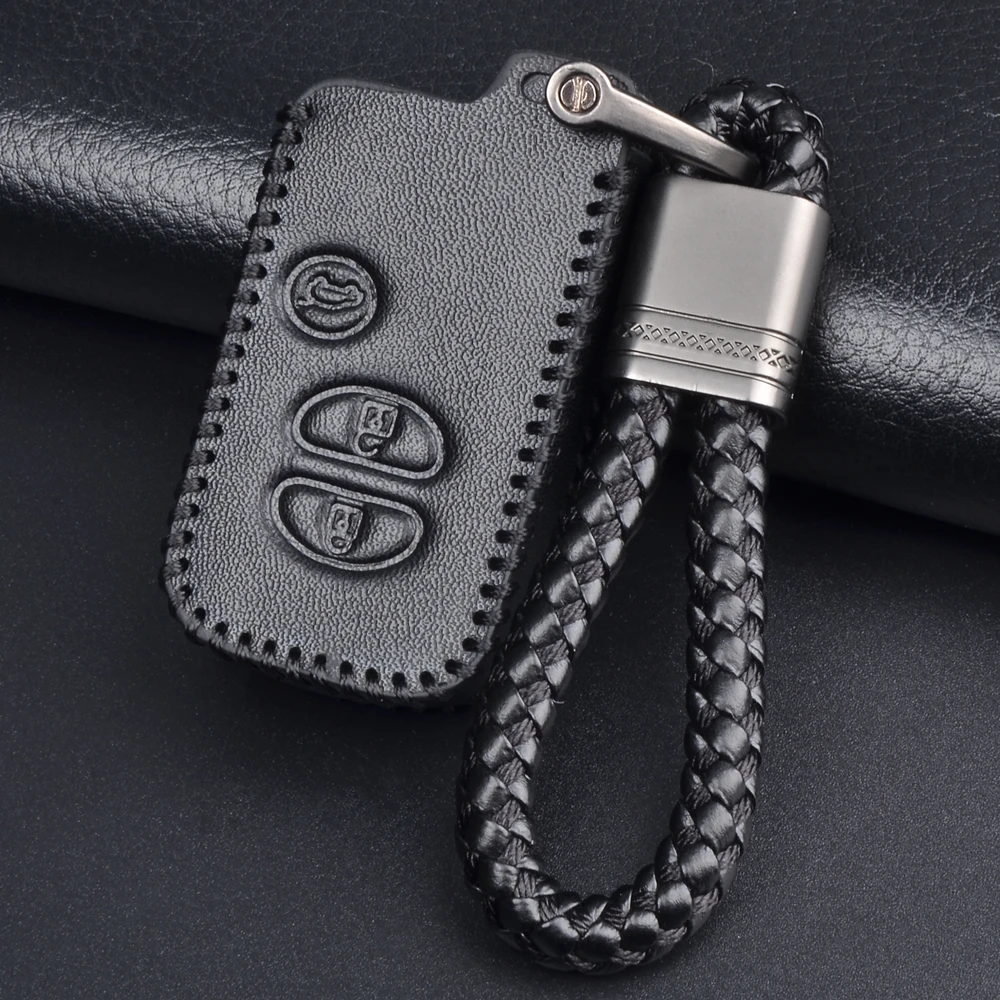 Leather Car Key Case Cover For Toyota Land Cruiser Prado 150 Camry Prius Crown For Subaru Foreste XV Keychain Holder