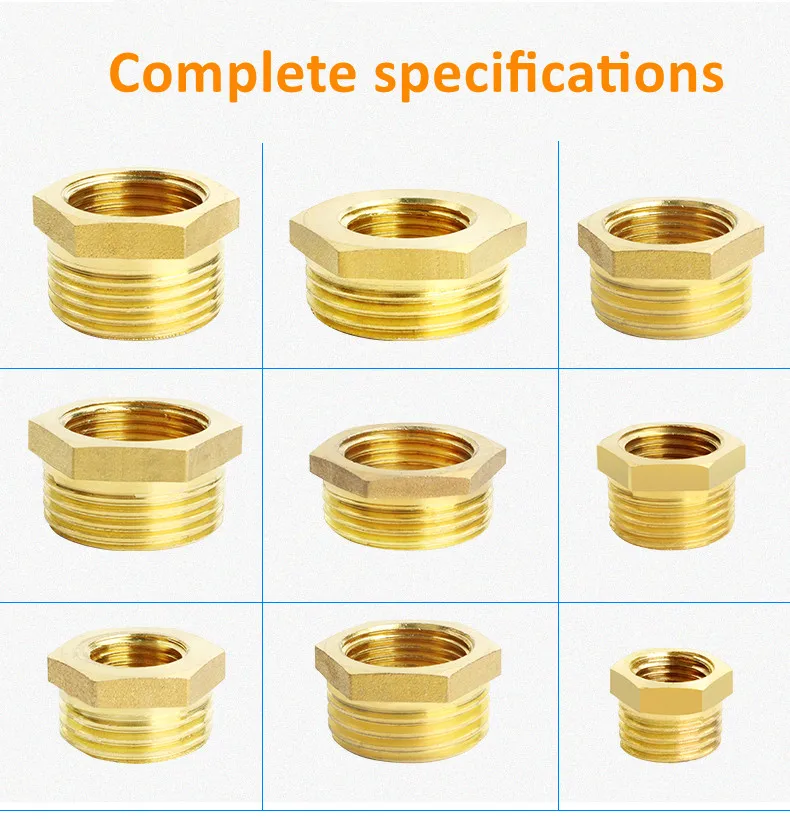 Brass Adapter Fitting BSP Reducing Hexagon Bush Bushing Male to Female Connector Fuel Water Gas Oil 1/8\