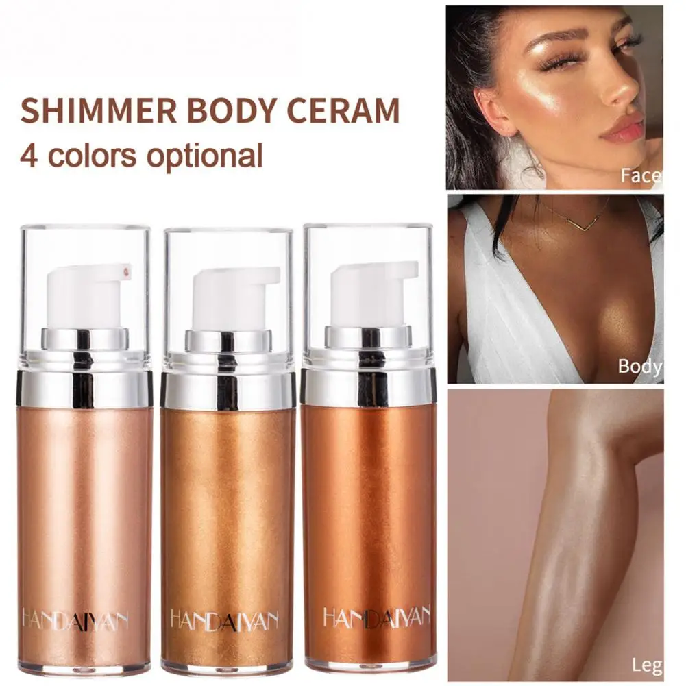 O corpo líquido highlighter ilumina o tom de coloração rápida brilho duradouro ilumina o creme cintilante do corpo do brilho para a fêmea