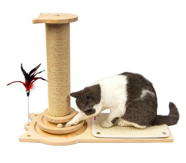 Cat Grabbing Board Cat Turntable Toy Cat Grabbing Pole Sisal Cat Grabbing Board Solid Wood Cat Toy Self Hi Grinding Claw