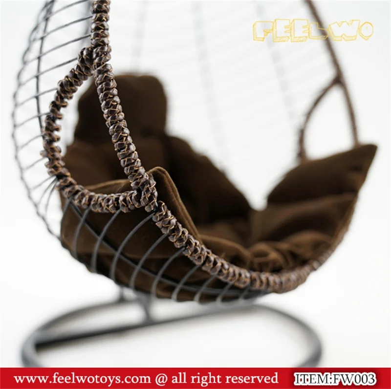Not Real 1/6 FW003 Metal Hanging Chair Rocking Hanging Basket Swing Chair Toys Model About 30CM High For Doll Scene Component