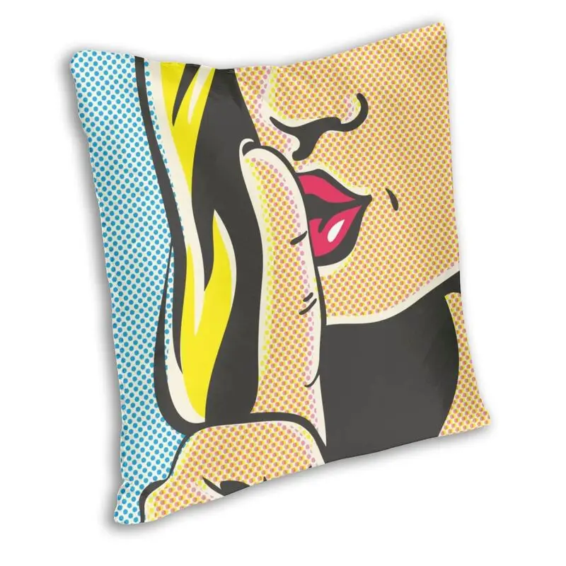 Pop Art Sexy Blonde Woman Shut Up Cushion Cover 40x40 Home Decor Printing Pretty Lady Girl Throw Pillow Case for Living Room