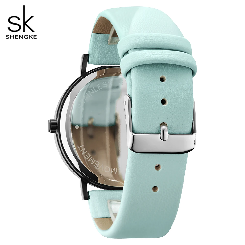 Shengke Creative Women Quartz Watch Fashion Leather Montre Femme Brand Watches For Girl Reloj Mujer Colorful Relogio Feminino