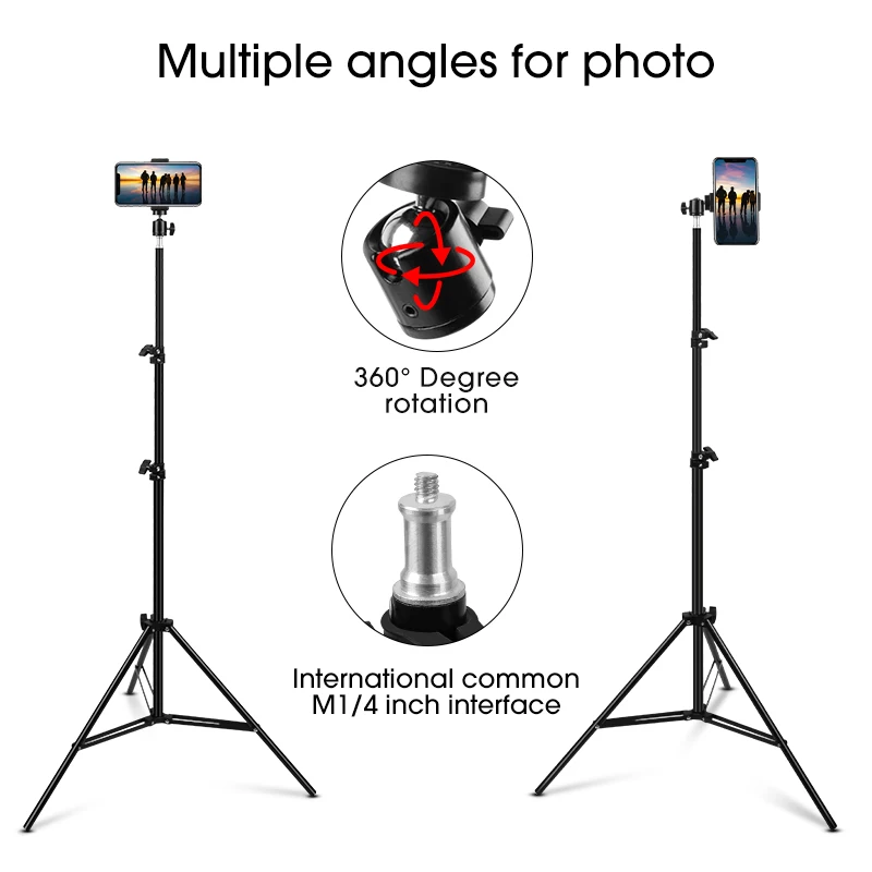 Stretchable 0.5/1.1/1.6/2M Universal Mobile Phone Holder Aluminum Alloy Standing Support For Huawei Smartphone Ring Light Stand