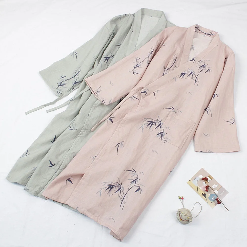 Japanese Traditional Kimono BathRobe Pajamas Nightgown Cotton Gauze Robe For Men and Women Bathrobe Sleepwear Couple Clothes