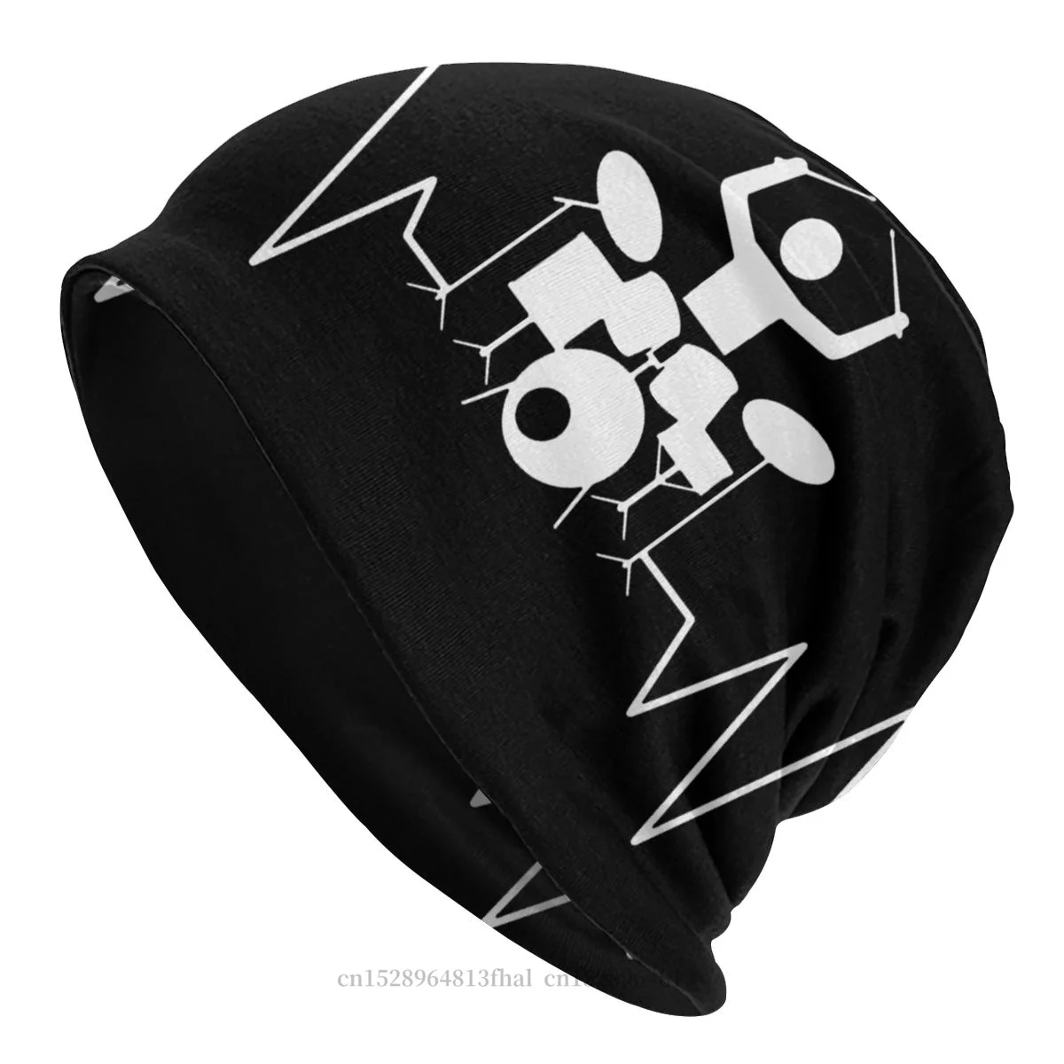 Drummer Heartbeat Pulse Line Percussion Bonnet Homme Winter Skullies Beanies Hat Heavy Metal 1960s For Men Women Fabric Hats