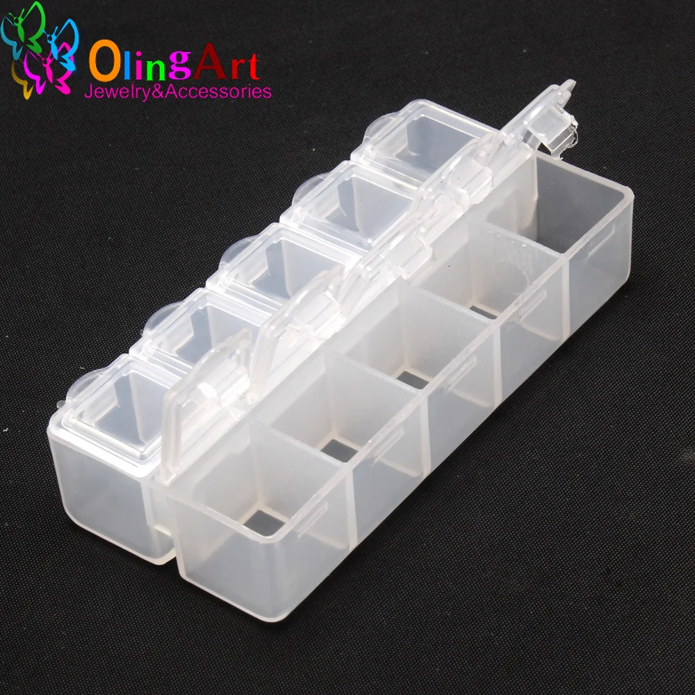 Adjustable Removable / Adjustable / Double Row 10 Grids Plastic Storage Box Jewelry Storage Box Olingart