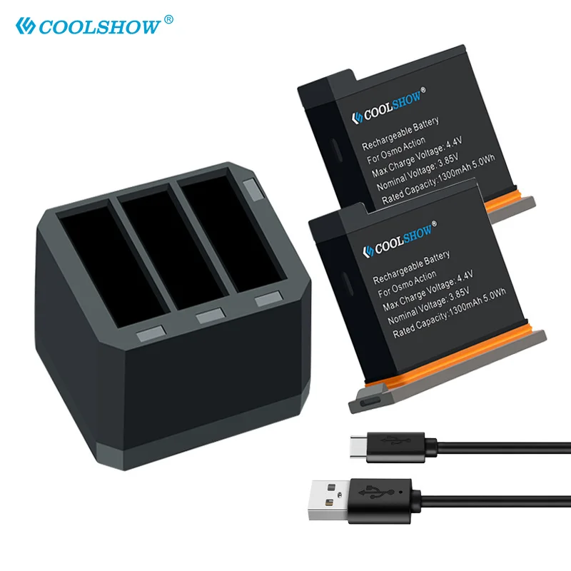 Batteries for DJI Osmo Action Camera Battery 1300mAh Channel USB Charger bateria For DJI Osmo Action Camera Accessories