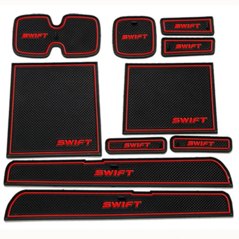 Car Mat for Suzuki Swift 2005 To 2014 Anti Slip Car Door Slot Rubber Latex Groove Mats Interior Cup Cushion Car-Styling