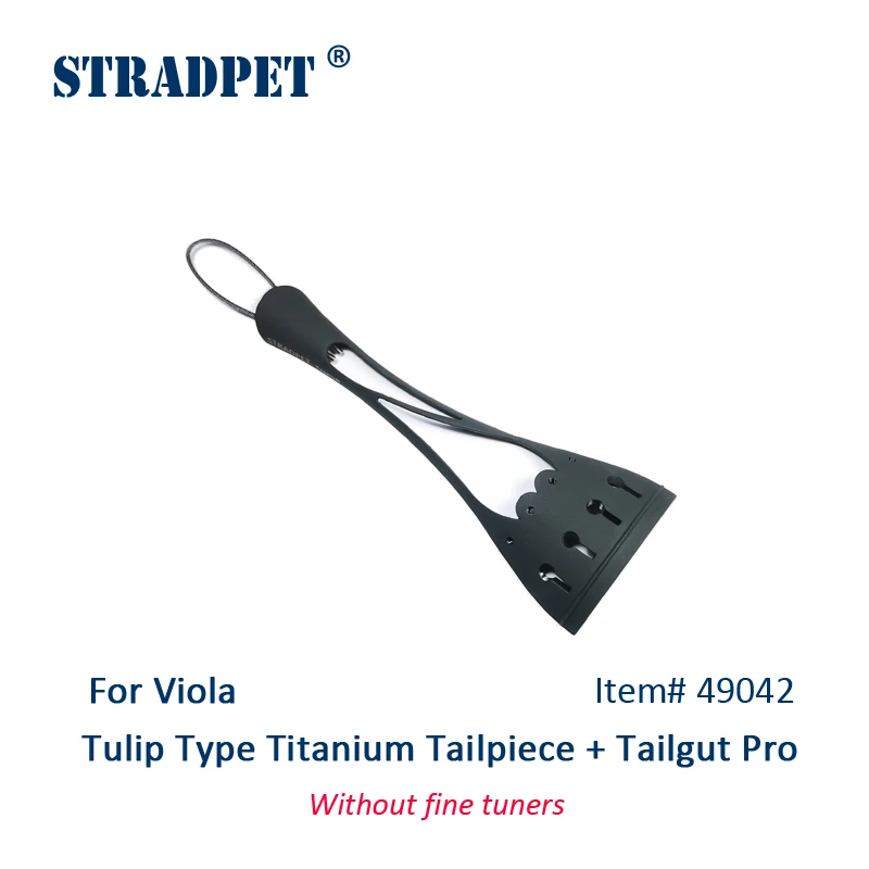 STRADPET Tulip Type Titanium Tailpiece Set for Viola with Titanium Tailgut Pro, Optional with or without fine tuners