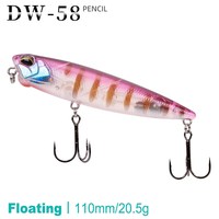 TSURINOYA 110mm 20.5g Topwater Floating Pencil Fishing Bass Lure DW58 Minnow Crank Wobbler Professional Artificial Hard Bait