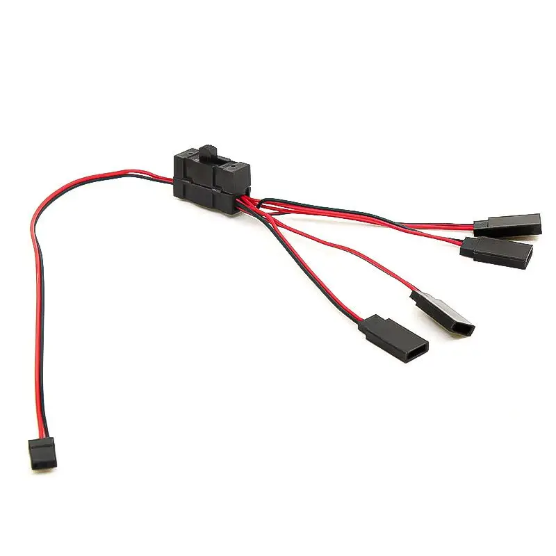 3 / 4-way LED Light Split On/Off Controller Switch Y Cable Wire Splitter per 1/10 TRX-4 SCX10 RC Oil/Tram/arrampicata Crawler