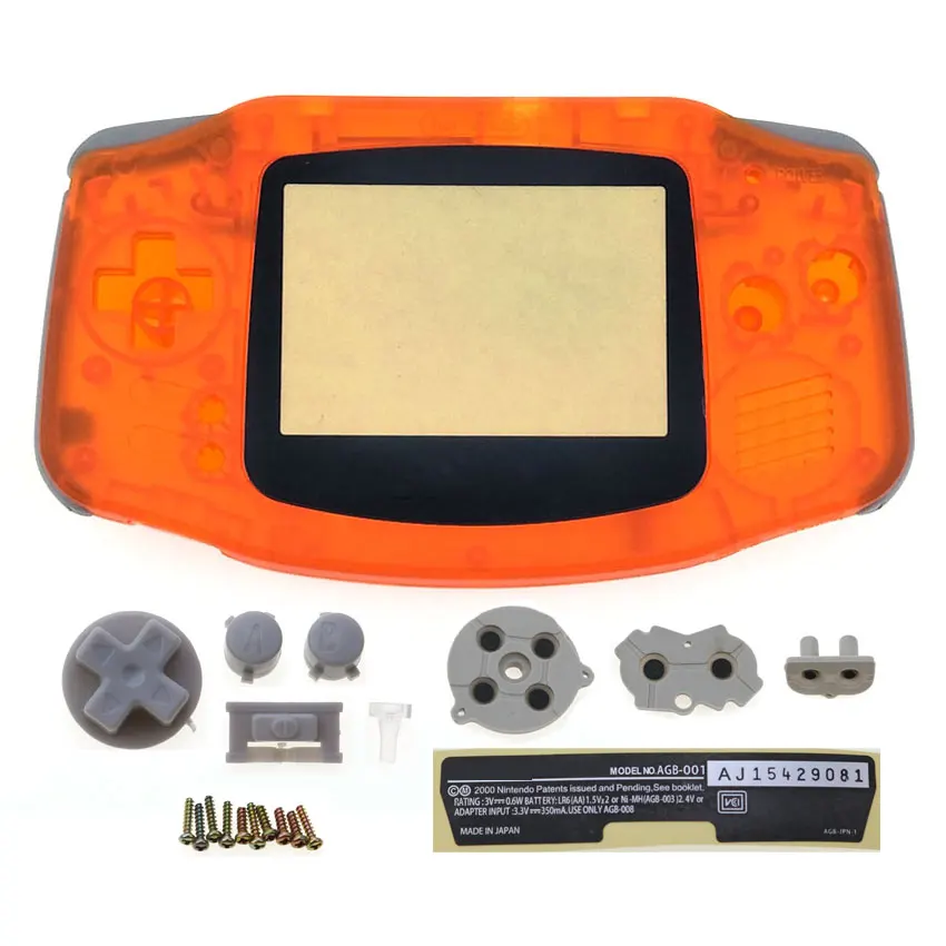 JCD carcasa de plástico para consola GBA, carcasa con Kit de botones, etiqueta adhesiva para lente de pantalla para Gameboy Advance