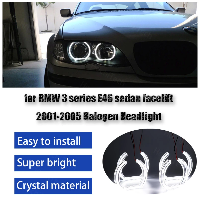 

Дневной свет Cut Style LED Angel Eyes Kit Halo Ring для BMW 3 серии E46 Седан Facelift 01-05 Галогенная фара Crystal Angel Eyes