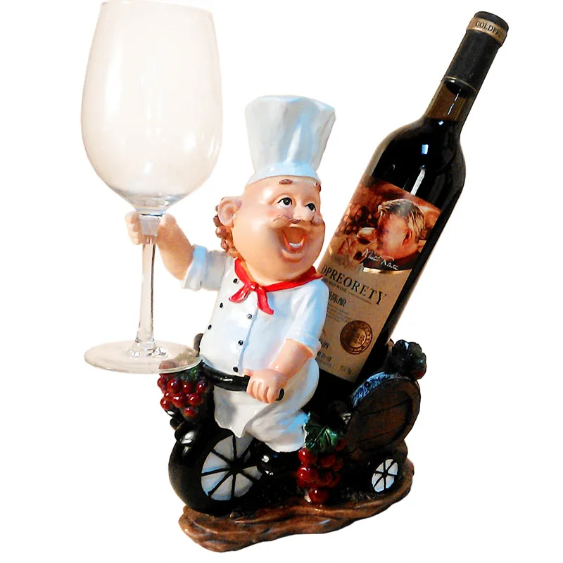 

Resin Happy Chef Wine Rack Goblet Holder Whisky Bottles Stand Bar Accessories Home Bars Decor Wine Bottle Holder Wine Holders