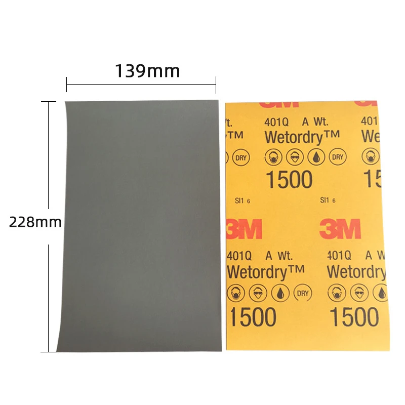 3M Sandpaper 2000/1500/1200/1000 Grit Water Sandpaper Car Paint Finish Polishing 139*228mm