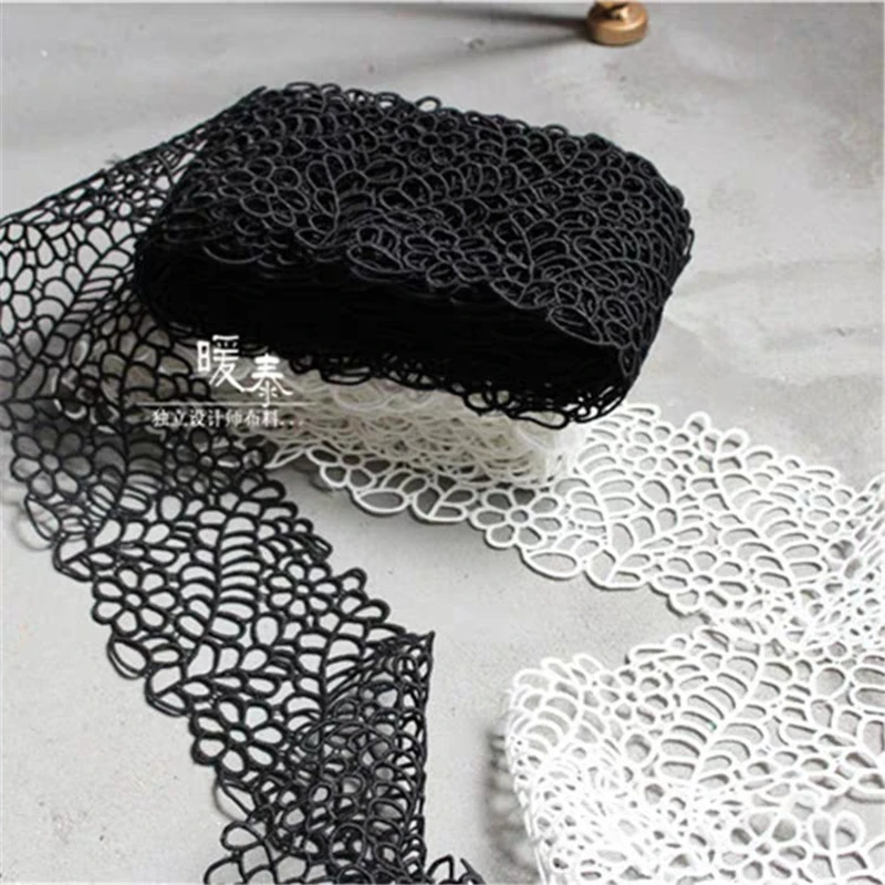 Hollow-Out Embroidered Lace Trim Black White French Ribbon DIY Handcrafts Collar Decor Skirts Wedding Dress Designer Accessories