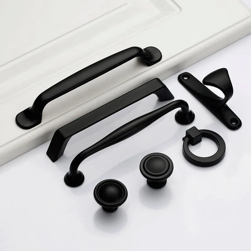 Nordic Style Simple Handles Modern Furniture Kitchen Cabinet Pulls Knobs Solid American Black Drawer Single Hole Small Handle