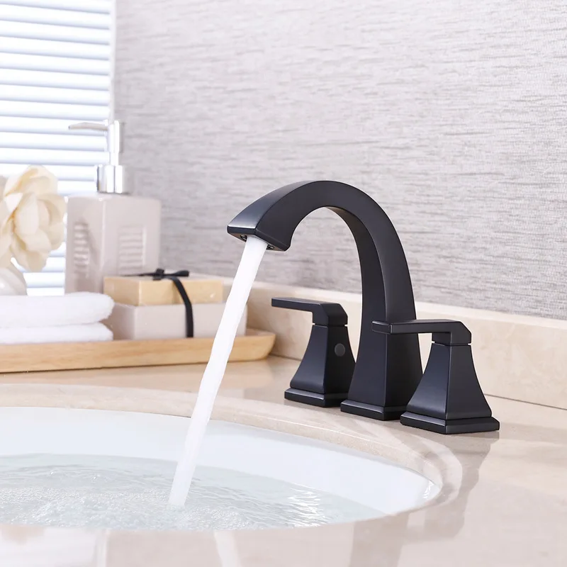 

Black/ORB Brass Bathroom sink faucet Three holes Two handles Basin mixer faucet Top Quality cold hot Bathroom Tap Fashion design