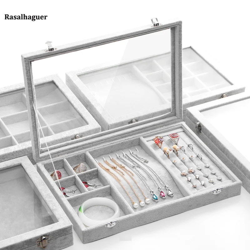 

Большая ледяная серая бархатная шкатулка для драгоценностей, кольцо, кулон, ожерелье, серьги, коробка, дисплей, контейнер для хранения, шкатулка, органайзер для ювелирных изделий, коробка