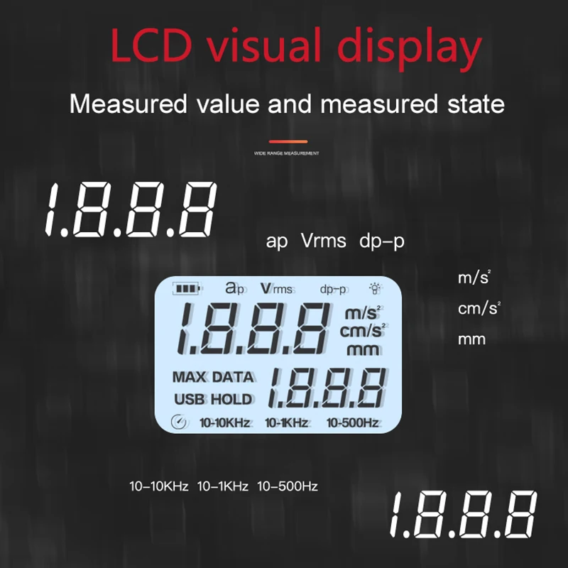 UNI-T UT315A Digital Vibration Testers Vibration Acceleration Velocity Displacement Measurement USB Connect PC Soft