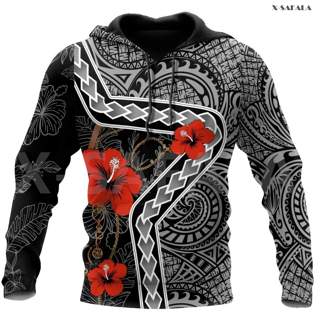 

Polynesia Hawaii Hibiscus Tattoo 3D Over Printed Hoodie Man Women Unisex Outwear Zipper Pullover Sweatshirt Casual