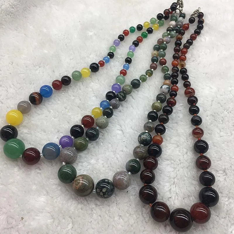 Charming!! 10-20mm Azurite Phoenix Agate Stone Crystal Quartz Round Roundel Beads Necklace
