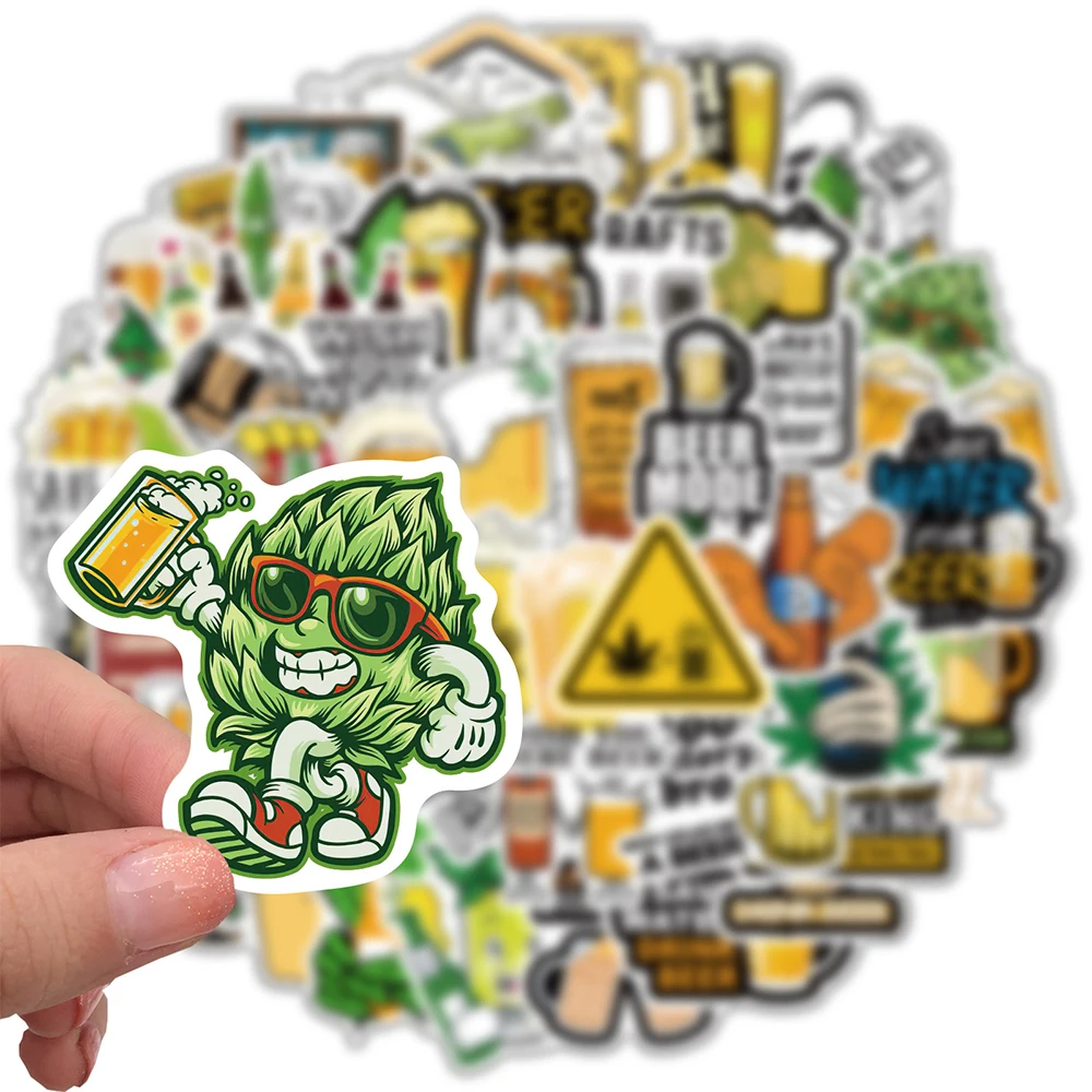 10/30/50pcs Cute Beer Leaf Cartoon Stickers Kids Toy Laptop Motorcycle Fridge Car Guitar Graffiti DIY Waterproof Sticker Decals