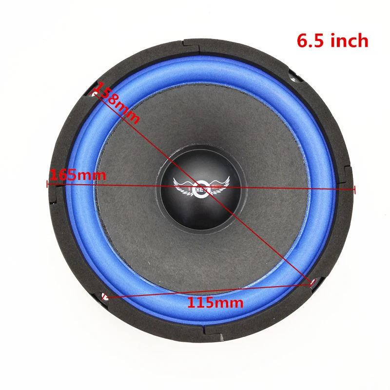 6/6.5 Inch 165mm Car Audio Wood Box Modified Full Frequency Midrange 4 Ohm 150W Pure Paper Cone  Foam Edge  Speaker with Wire