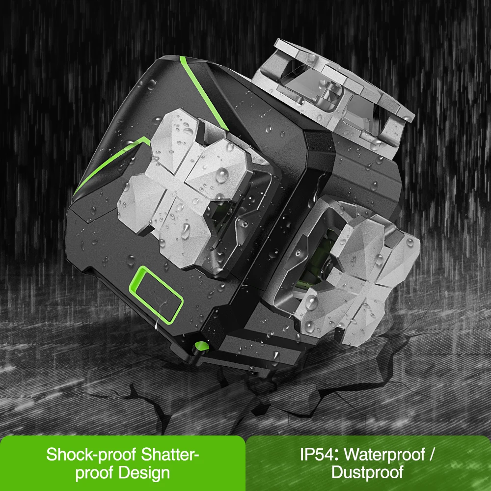 Huepar S03CG Set 3D Cross Line Laser Level Bluetooth & Remote 12 Lines Osram Green Beam Laser With Receiver Tripod Rangefinder