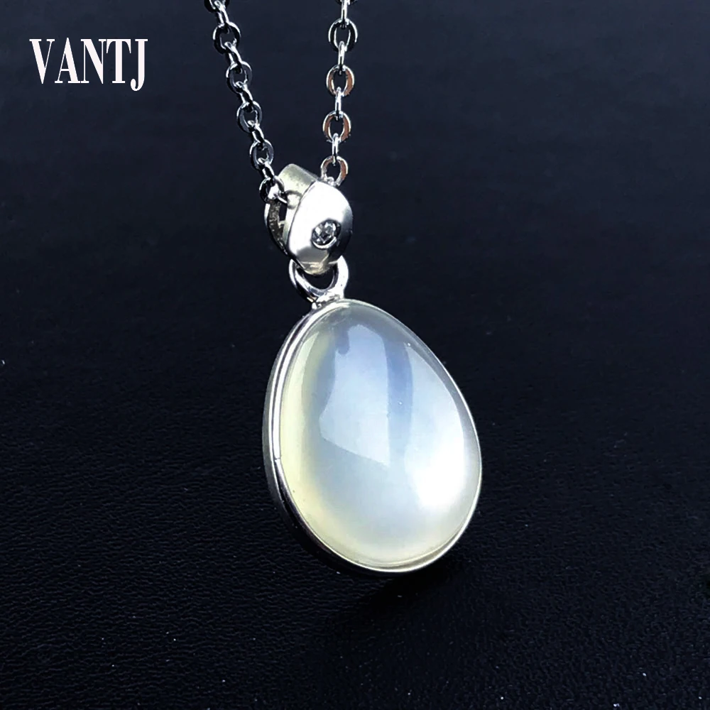 Natural White Moonstone 925 silver jewelry Pendants Necklaces For Women Men Fashion Geometric Shape Jewelry Gift Hotsale