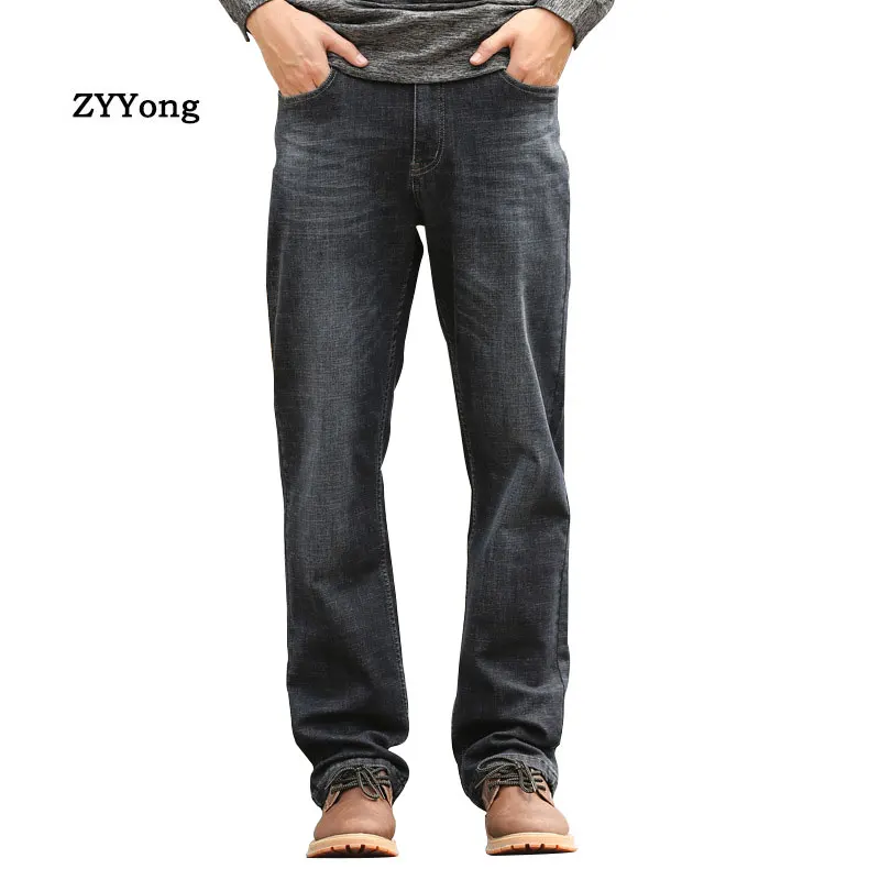 Spring and Autumn Men Straight Large Size Baggy Jeans Black Business Casual Elastic Denim Pants Male Hiphop Skateboarder Jeans