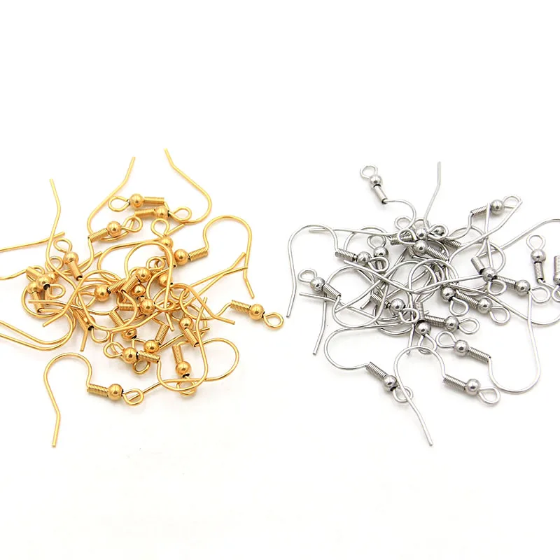 50PCS/Lot 2 Color 20*20MM 316 Stainless Steel Earring Hook Ear Wire Findings For DIY Jewelry Making Accessories