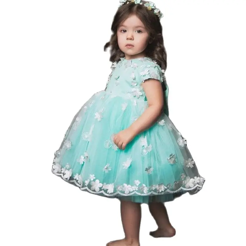 Princesa flor meninas vestidos jewel manga curta apliques rendas crianças formal vestir duas peças primeiro comunhão vestidos