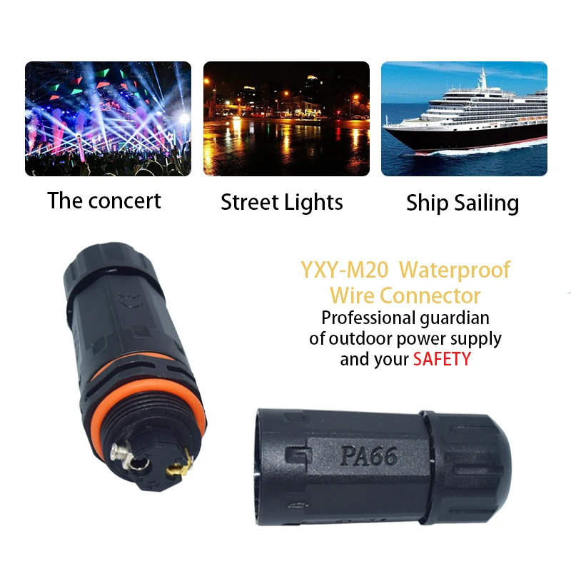 Yxy m20 conectores de cabo à prova dwaterproof água 2/3/4/5 pinos 2 núcleo ip68 redondo tipo reto plugue ao ar livre masculino para fêmea