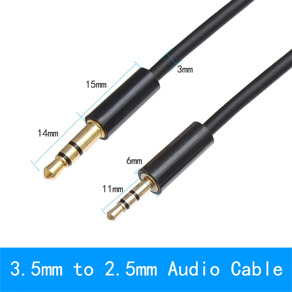 2.5mm to 3.5mm Audio Cable Jack 3.5 to 2.5 Male Aux Cable For Car SmartPhone Speaker Headphone Moible Phone 1M