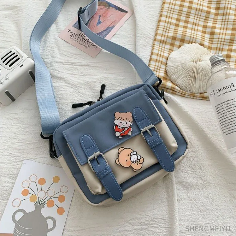 Crossbody Female 2024 New Cute Girl Canvas Student Korean Version One-shoulder Small Square Bag Multifunctional All-match Cross