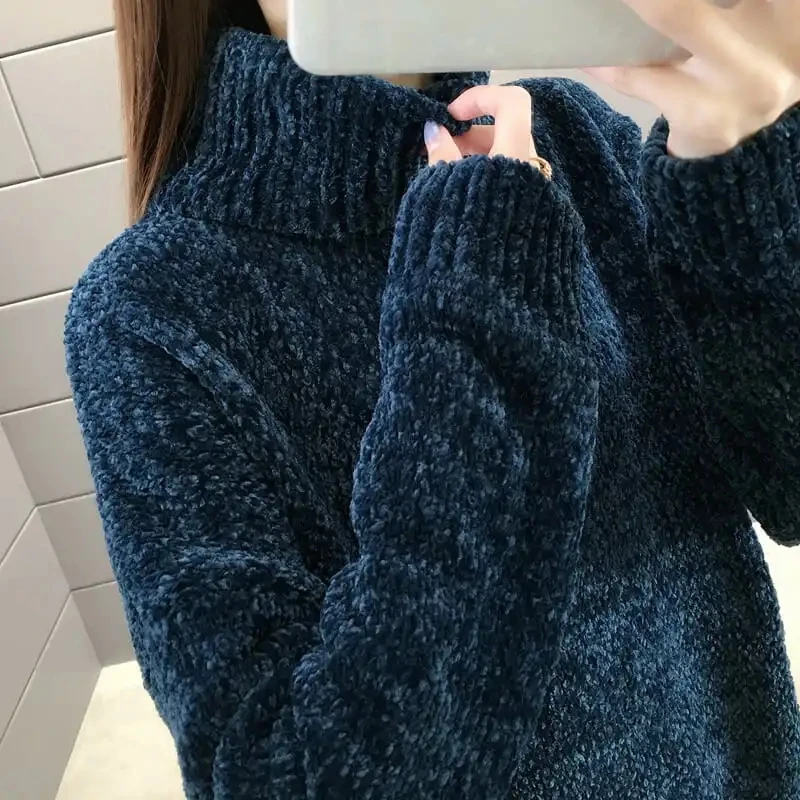 Turtle Neck Cashmere Winter Sweater Women 2021 Elegant Thick Warm Female Knitted Pullover Loose Basic Knitted bottoming shirt