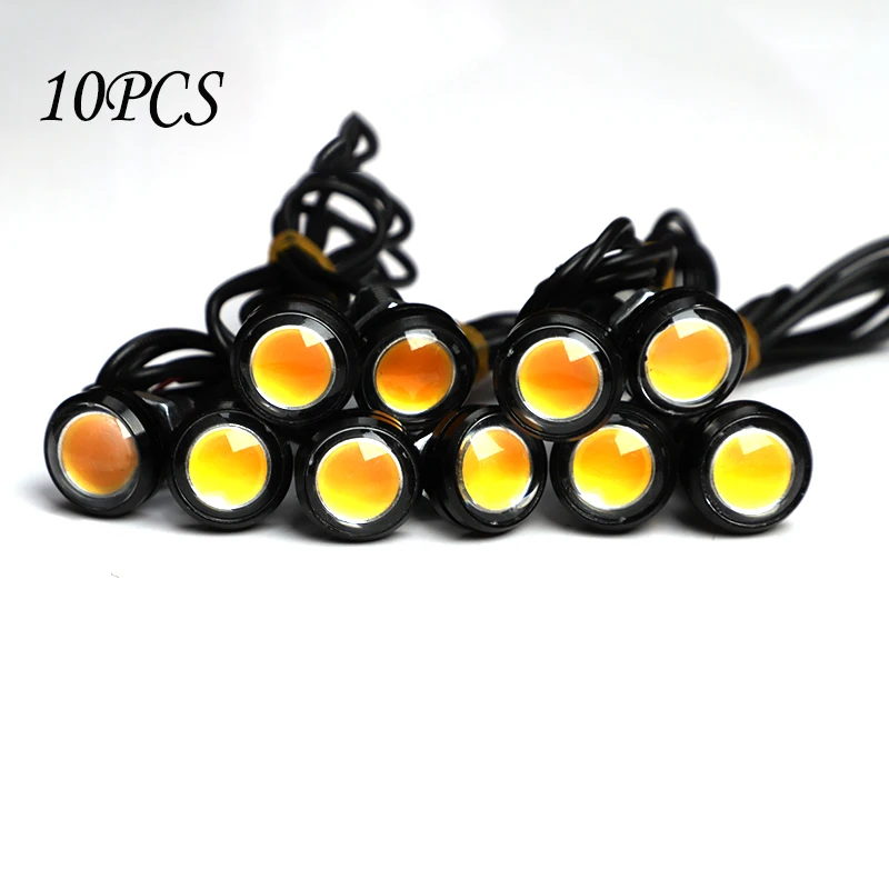 10PCS / Pack 23/18 MM Car Eagle Eye DRL Led Daytime Running Lights LED 12V Backup Reversing Parking Signal Automobiles Lamps