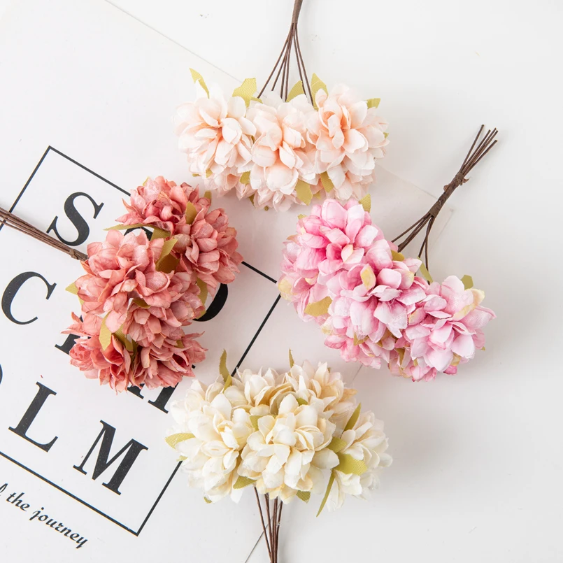 6 Stück Künstliche Blumen, Günstige Seiden-Nelken, Mini-Bouquet, Hochzeitskränze, Neujahrs- und Weihnachtsdekorationen für Zuhause, Scrapbooking – Detail 5