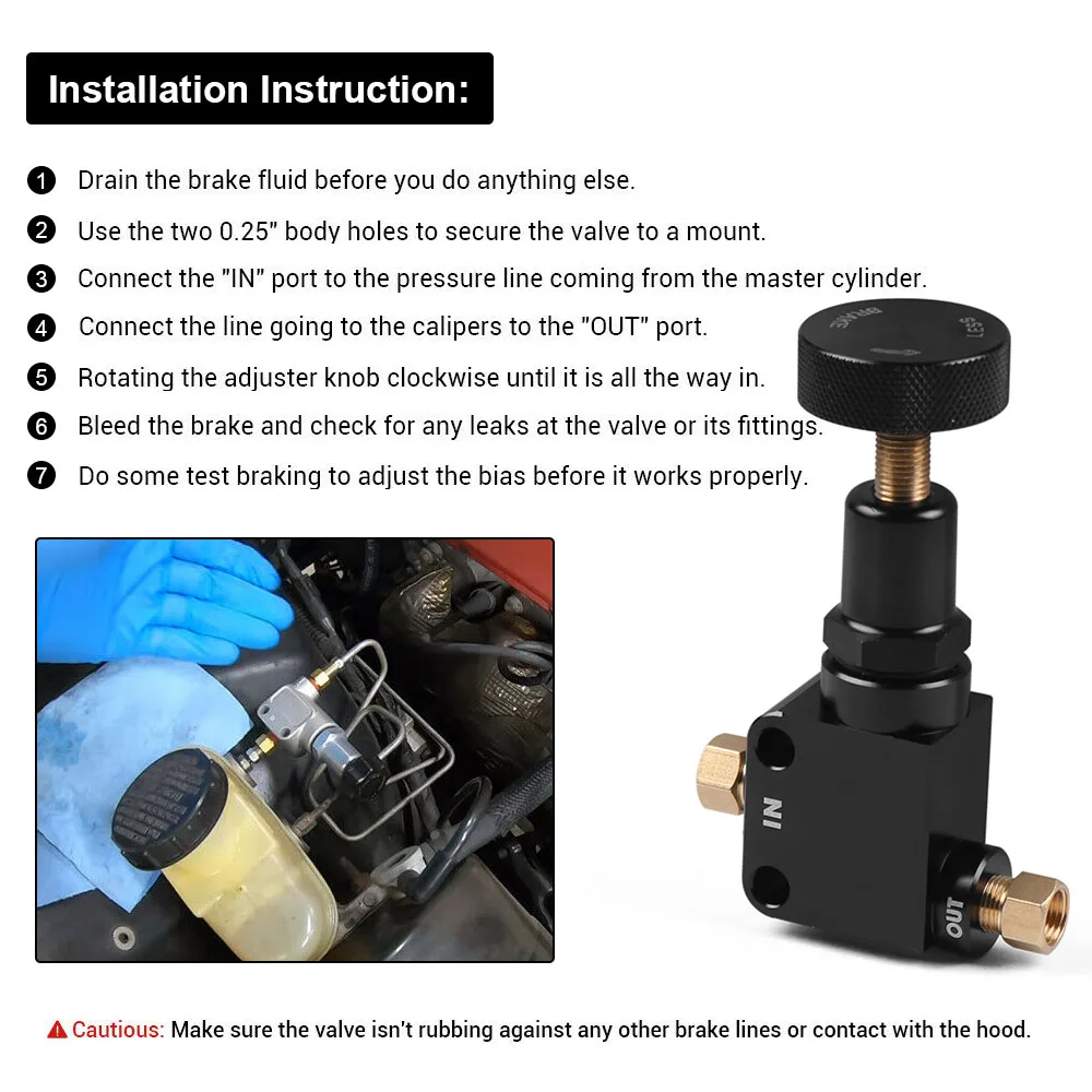 Brake Bias Proportioning Valve Pressure Regulator 1/8-27 NPT For Brake Adjustment Pressure Regulator Screw Knob Type