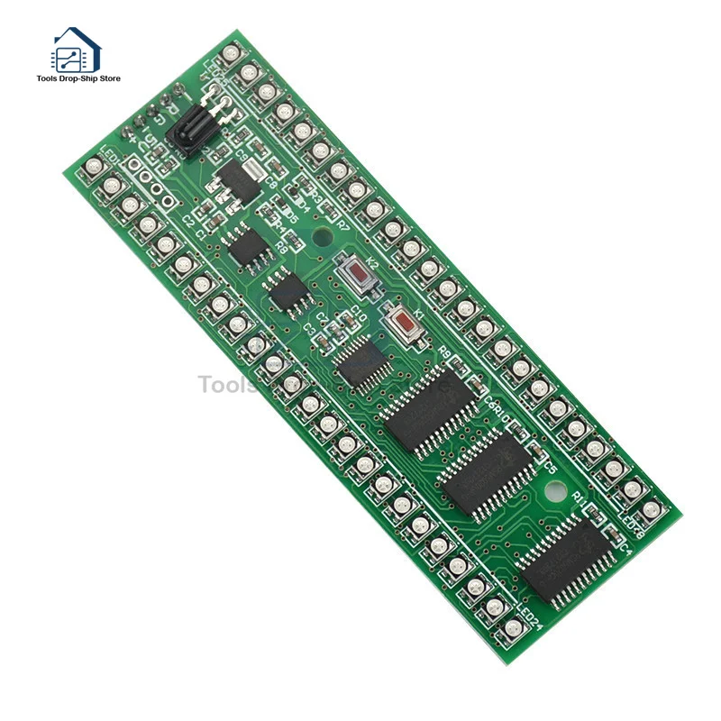 RGB MCU Adjustable Display Pattern 24 LED VU Level Indicator Meter Dual Channel Module Electronic Tools Controller