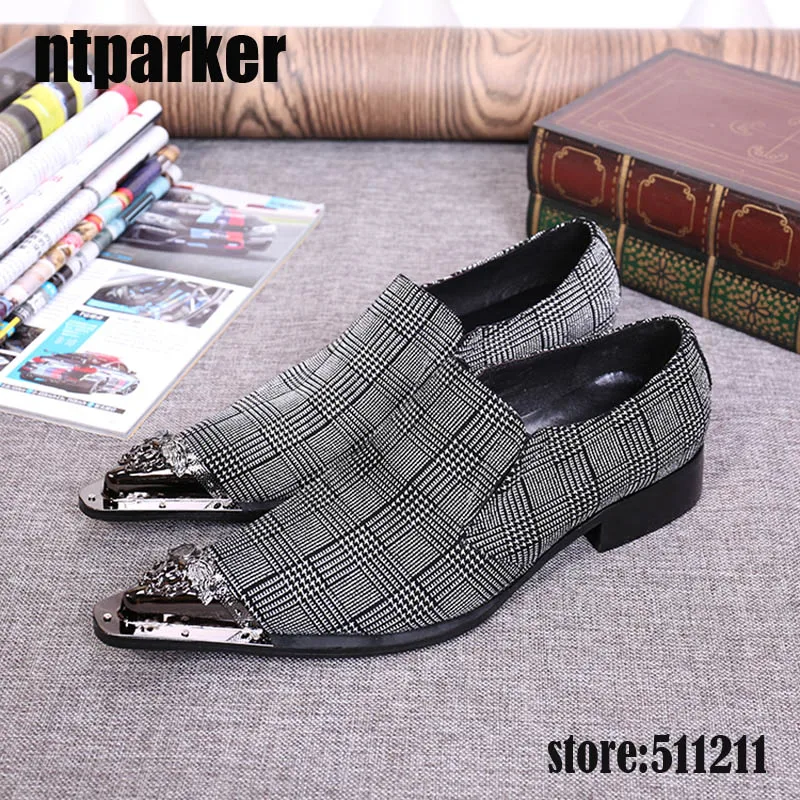 

Big Sizes Pointed Iron Toe Handsome Grey Men's Dress Shoes Elegant Business Leather Shoes Men Heels Increased! US6-12